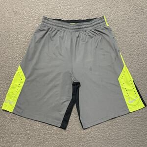 Nike Elite Shorts Boys XL Gray Black Dri Fit Basketball Athletic Pants